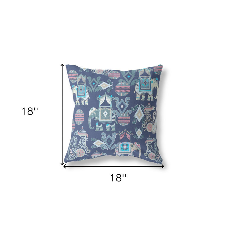 Coussin 18 po x 18 po Broadcloth, Floral gris / bleu