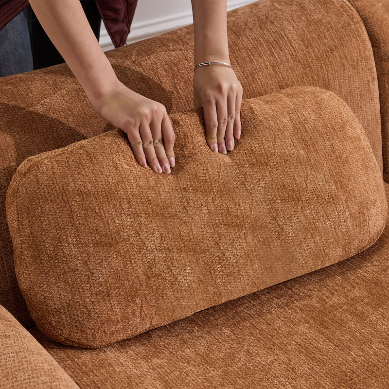 Combinaison modulaire, forme de joint en bambou, très grande compression et assise profonde en chenille 3 + 1 places, Orange