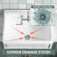 Uvbor 24" W x 20" D High Back Wall Mount Utility Sink White Fireclay with 2 Faucet Hole
