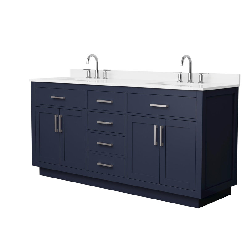 Beckett TK 72'' W Vanity, 8" Center, Brushed Nickel, Blue