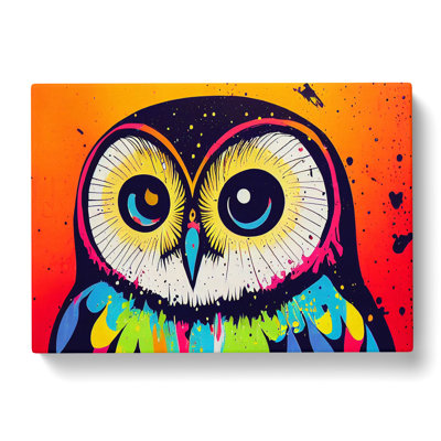 Painted Barn Owl Abstract - Wrapped Canvas