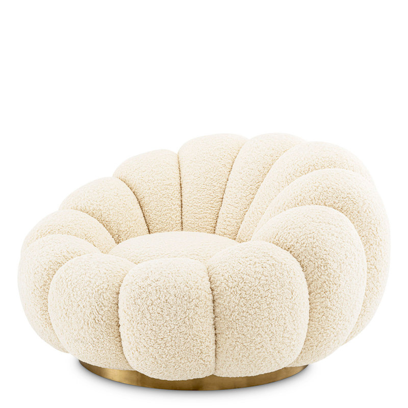 Mello Swivel Lounge Chair, Faux Shearling Polyester