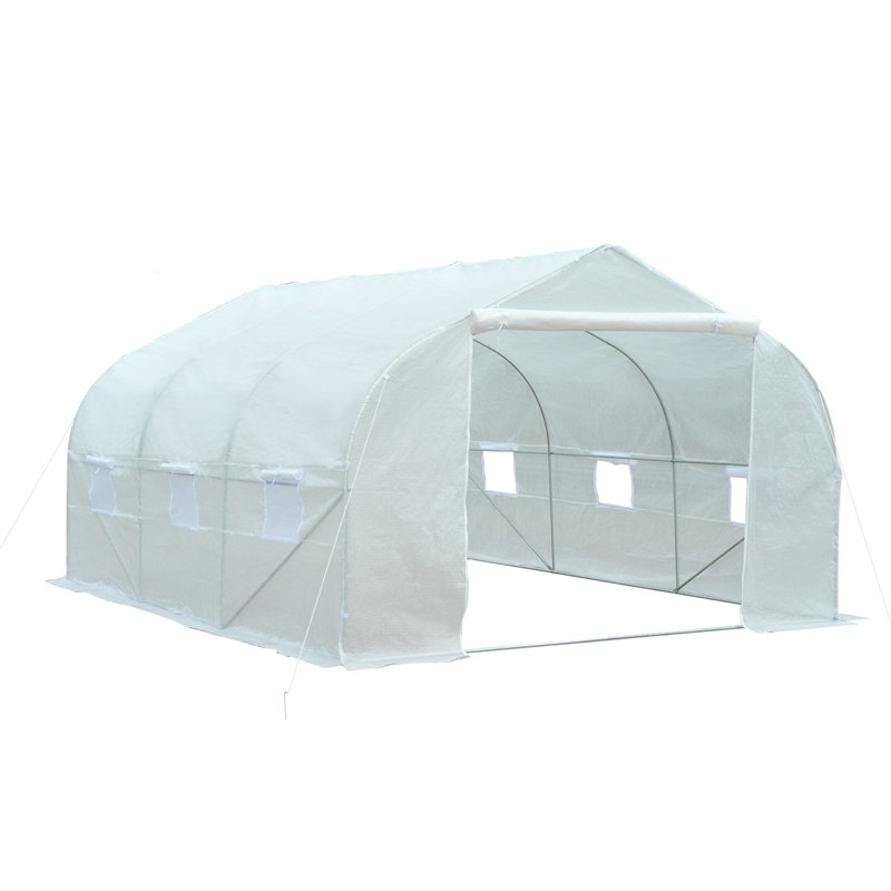 11.5' x 10' White Outdoor Walk-In Greenhouse with Steel Frame