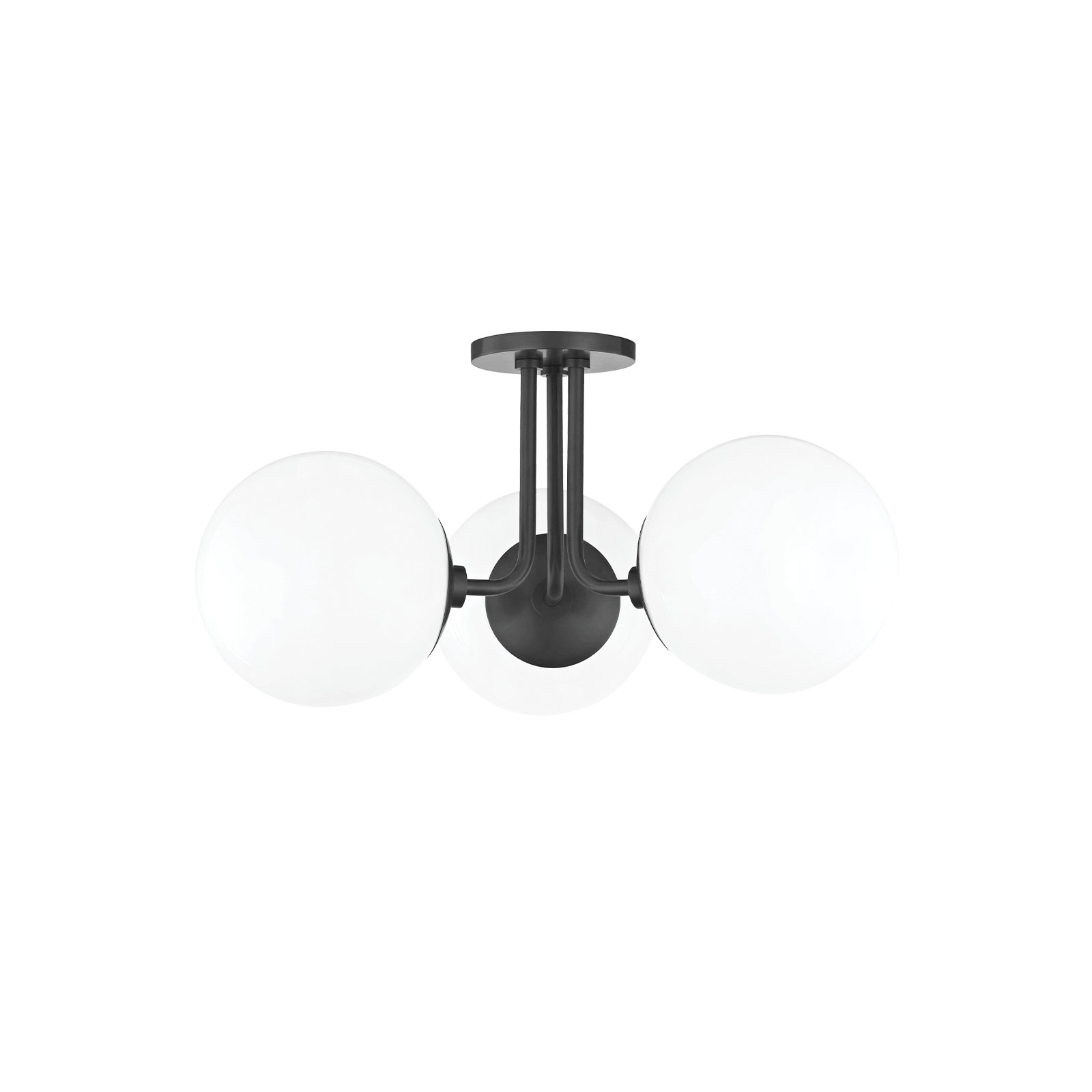 Luna 3 Light Glass Semi Flush Mount, Old Bronze