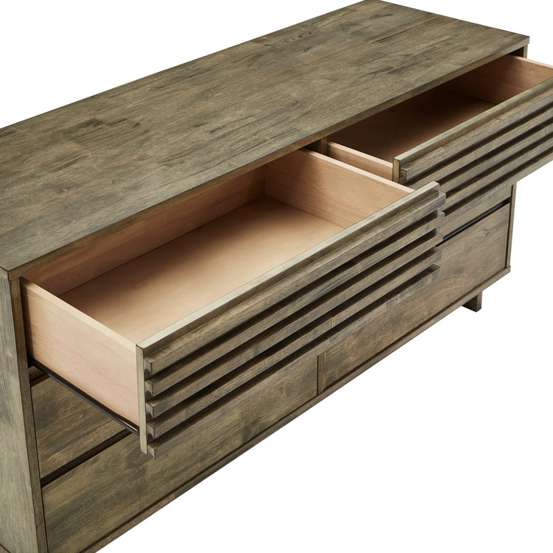 6 Drawer 59'' W Double Dresser, Gray
