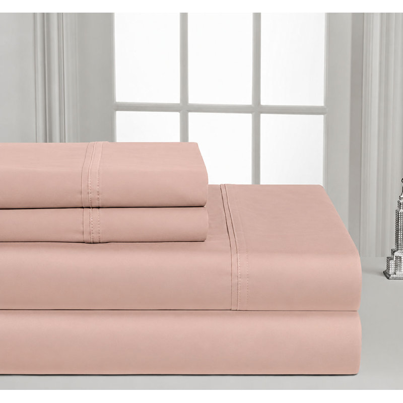 Milan Collection 1000 Thread Count 100% Cotton Sheet Set, Twin Sheet Set with 1 Pillowcase, Cameo Rose