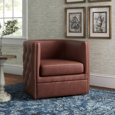Calzada 31" Top Grain Leather Swivel Armchair