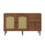 Buffet avec portes en rotin et tablettes réglables