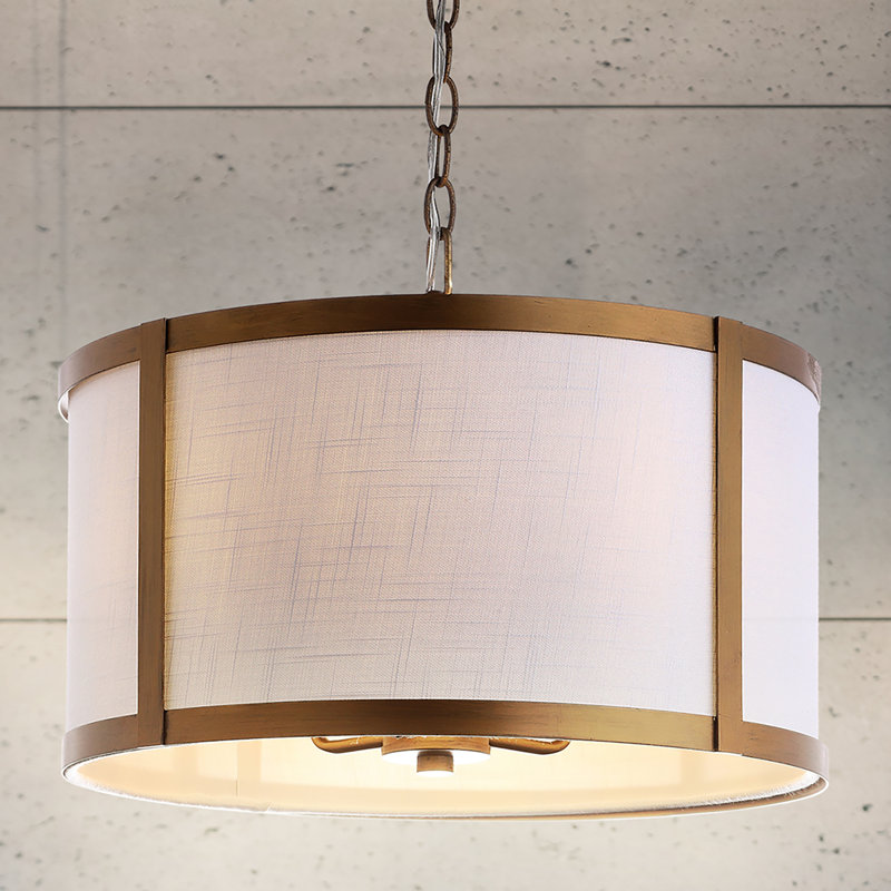 Luminaire suspendu tambour unique à 4 lumières Cassie, Or