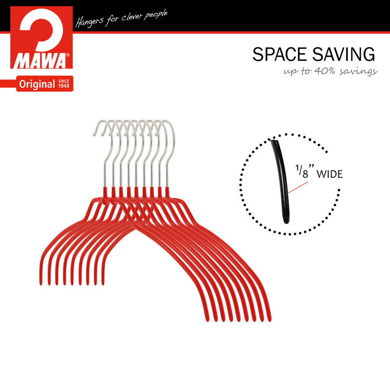Cintre ultra mince en métal antidérapant pour robe / chandail / chandail, Rouge