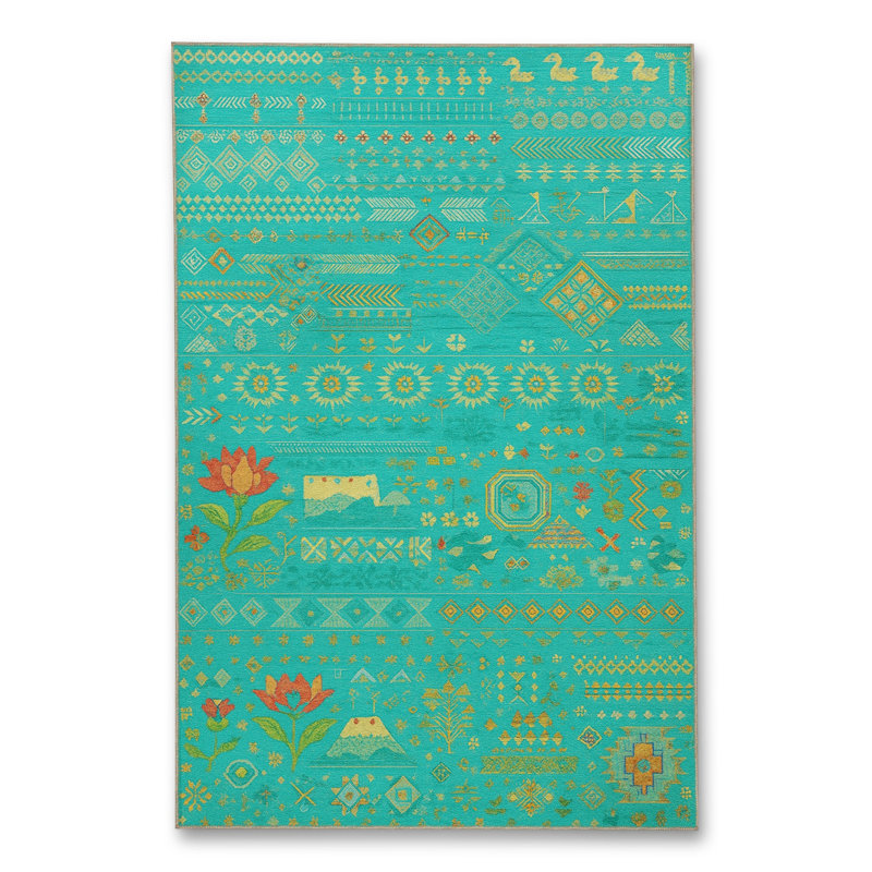 Tapis tissé orange traditionnel Mosso, 2'6" x 4'11"
