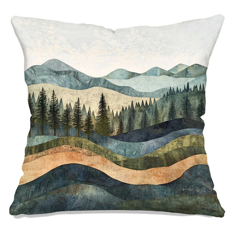 Queen Polyester, 18 x 18 inches, Dark Teal and Light Sage