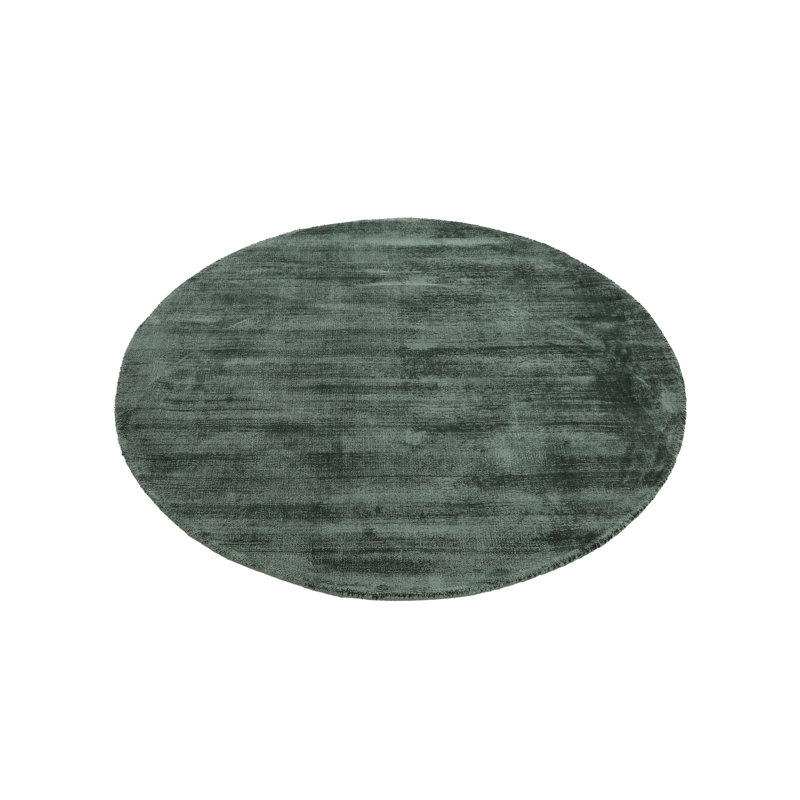 Ava Handmade Viscose Silky Solid Soft Dark Green Rug, Round 160cm