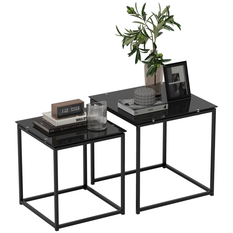 Aida Glass Top Frame Nesting Tables