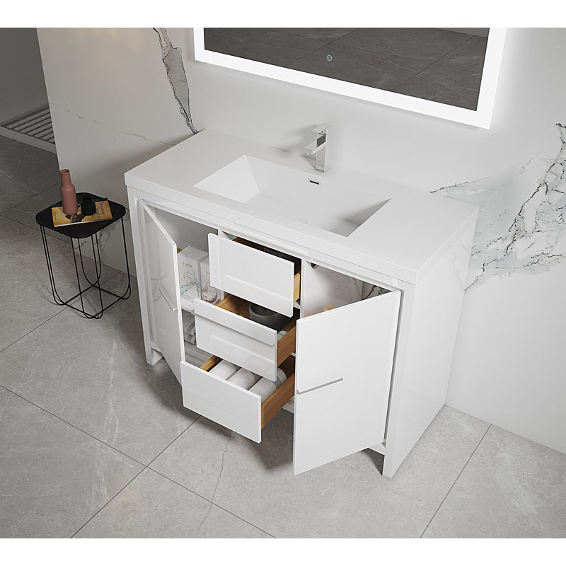 Lefebvre 47" Single Bathroom Vanity Set, Gloss White