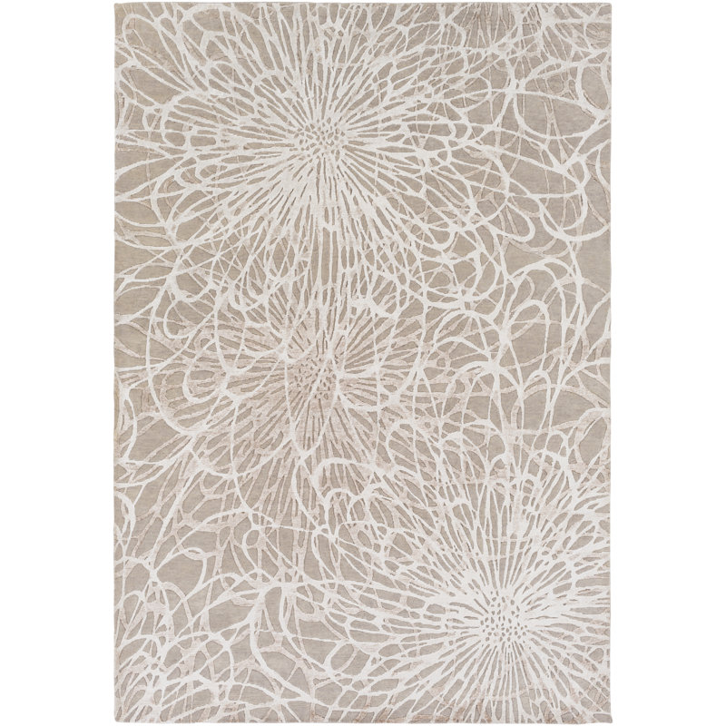 Tapis taupe / ivoire noué à la main Sylys, Rectangle 2 pi x 4 pi