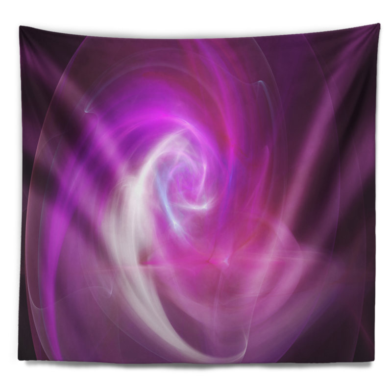 Tapisserie rose à motif abstrait fractal, H 32 po x l 39 po
