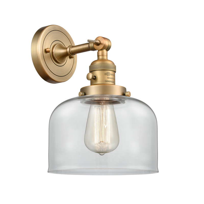 Applique murale 1 lumière 5 po Bell, Ampoule à DEL rétro de 3,5 W, Clair, Laiton brossé