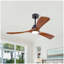 Ventilateur de plafond 52 po avec lumière, 3 pales en bois de noyer massif, télécommande, 3 ampoules à DEL à intensité variable, minuterie, moteur réversible à 6 vitesses pour le salon ou la terrasse
