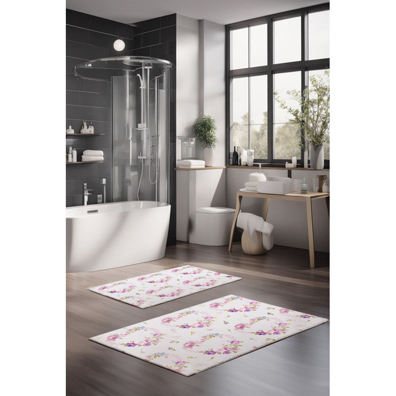 Eakly Luxury Bathmat Set (2 Pieces), 100% Polyester, 16.0 x 23.6 inches & 23.6 x 39.4 inches | Non-Slip Antibacterial Design, 0.3 in Pile Height | Machine Washable, Durable & Easy to Clean | Ideal for Bathroom Décor