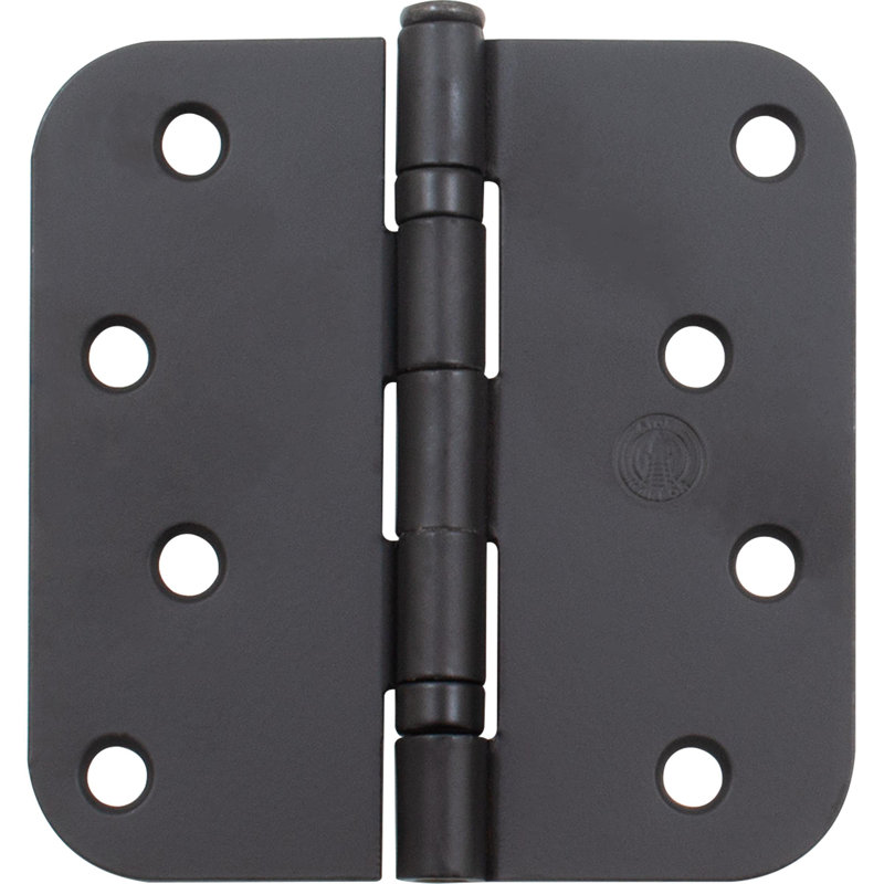 Charnières de porte à roulement à billes 4 po, angle de rayon de 5/8 po, Noir mat