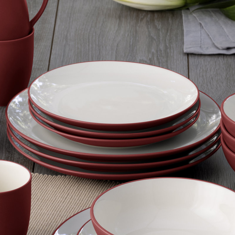 Raspberry Ceramic Coupe Salad Plates, Set of 4