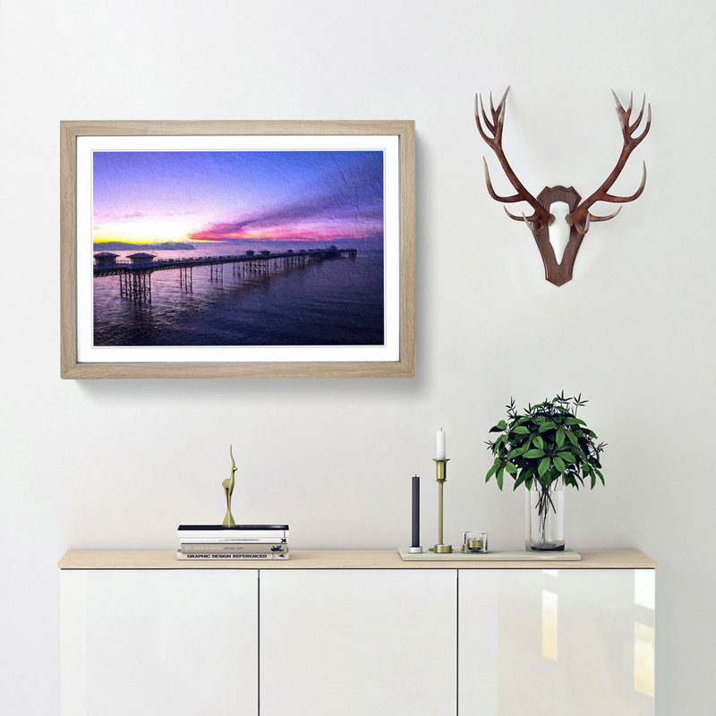 Pier in Llandudno Wales - Framed Print, 27cm H x 36cm W x 2cm D, Oak Framed