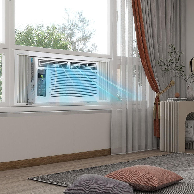 Climatiseur de fenêtre intelligent 6000 BTU, paquet de 2 compatible WiFi, refroidit 250 pieds carrés, télécommande et contrôle d'application, certifié, installation rapide - blanc