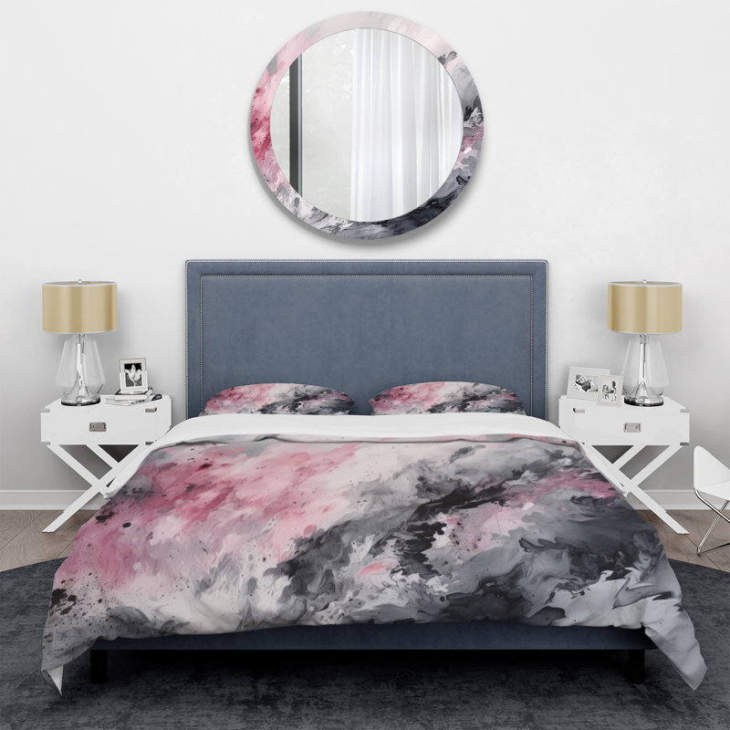 Ensemble de housse de couette en microfibre / polyester Evolving In Pink Gray