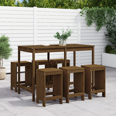 Ayane Brayden Studio Bar Set with Wood Frame and Solid Wood Outer Material