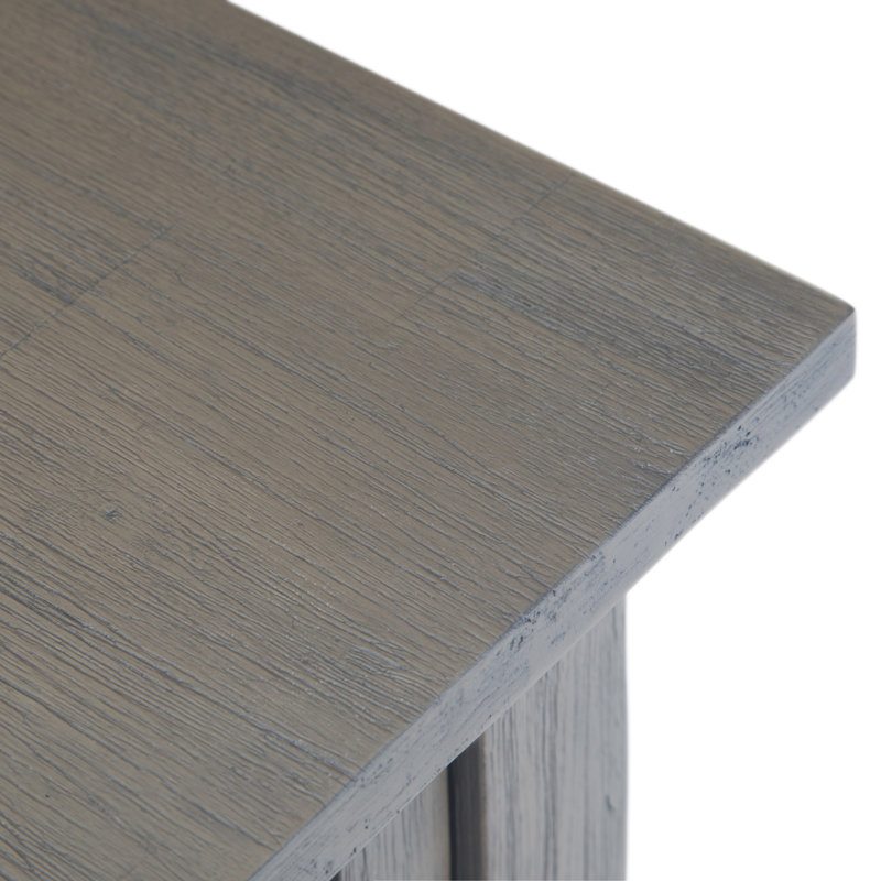 Wyandotte Monroe 14"W Solid Acacia Wood Rustic Contemporary Narrow End Table with Drawer and Shelf, Farmhouse Gray