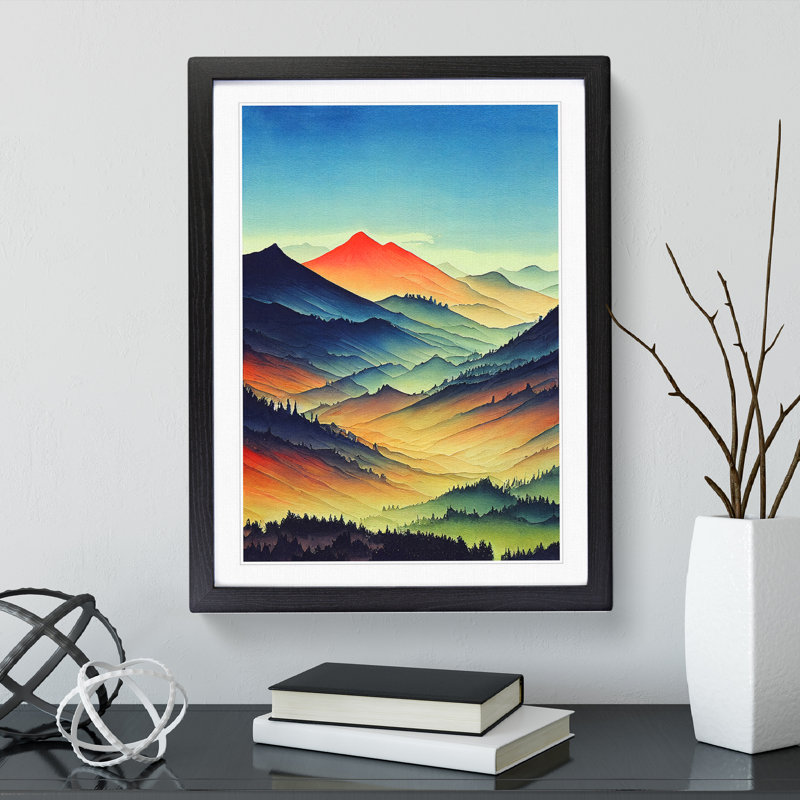 Striking Mountain Landscape No.5 - Single Picture Frame Print, 64cm H x 46cm W x 2cm D, Black Framed