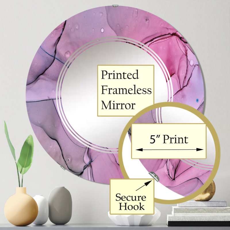 Miroir mural rose et mauve, 24 po x 24 po