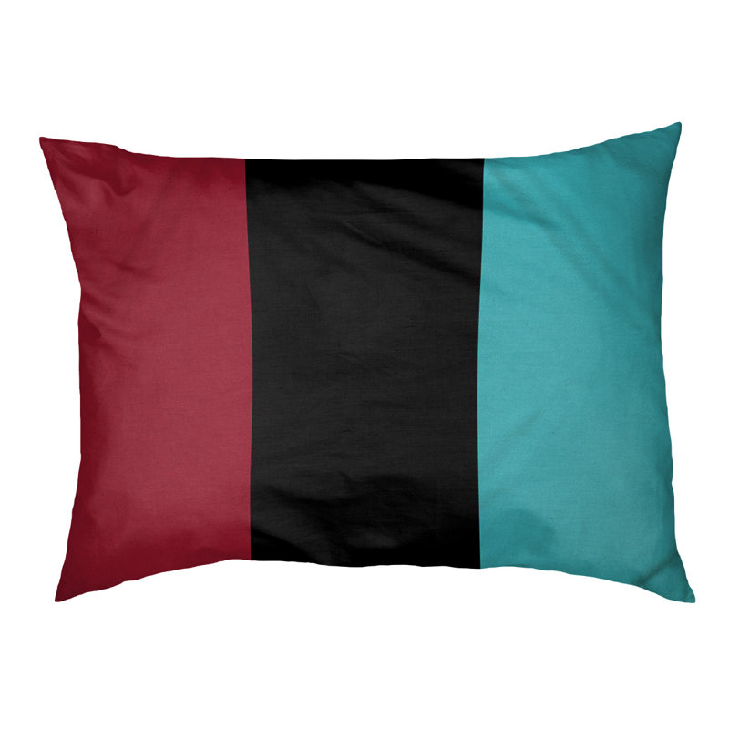 Coussin Arizona, Grand (l 40 po x P 30 po x H 14 po), Rouge Sedona / noir / bleu sarcelle