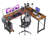 Desk and Chair Set: L-Shaped Computer Desk and Mesh Office Chair-288992186