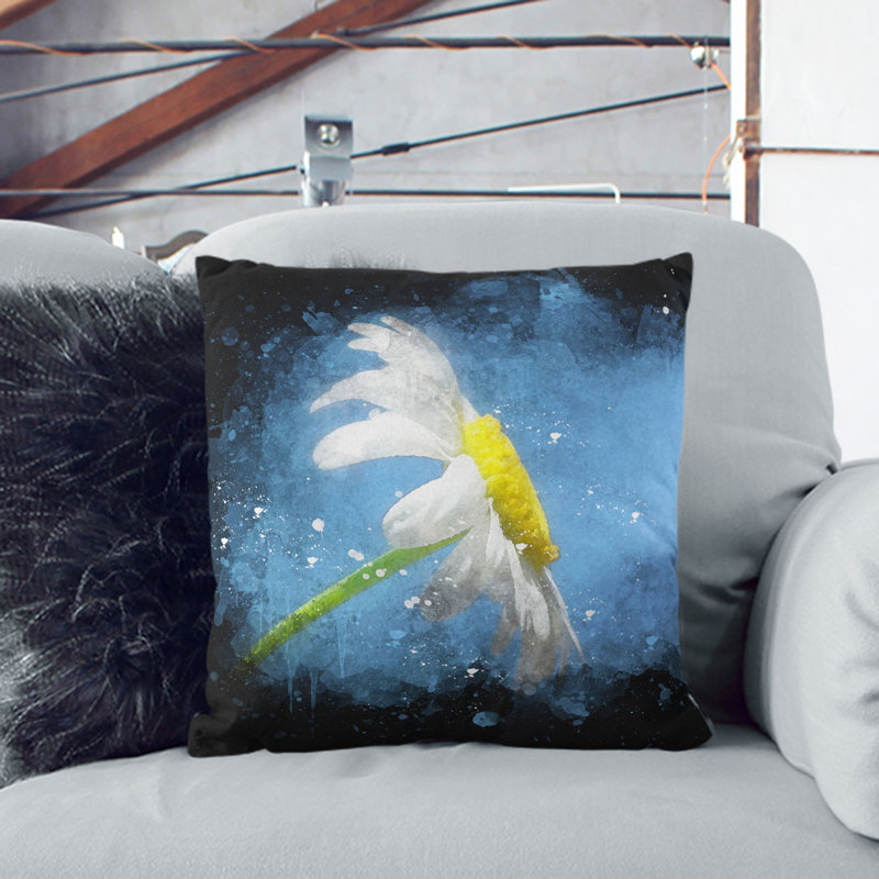 White Daisy Flower Scatter Cushion, 40cm H x 40cm W x 15cm D
