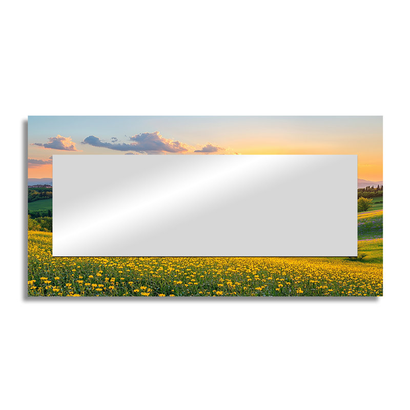 «Countryside Rolling Hills At Golden Hour I», art mural en miroir, imprimé sur métal, 28 po x 55 po