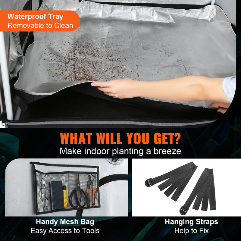 VEVOR 5x5 Black and Gray Steel Frame Hydroponic Grow Tent