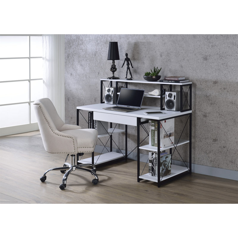 Bureau d'écriture tout usage Amiel (sans les chaises de bureau), Blanc/Noir