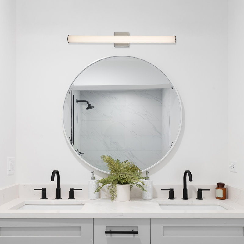 Saavy 48" Brushed Nickel Integrated LED Vanity Light, Brushed Nickel, 48" W