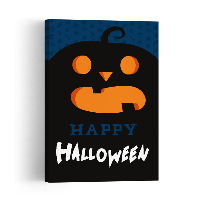 Affiche murale contemporaine citrouille d'Halloween, H 18 po x l 12 po