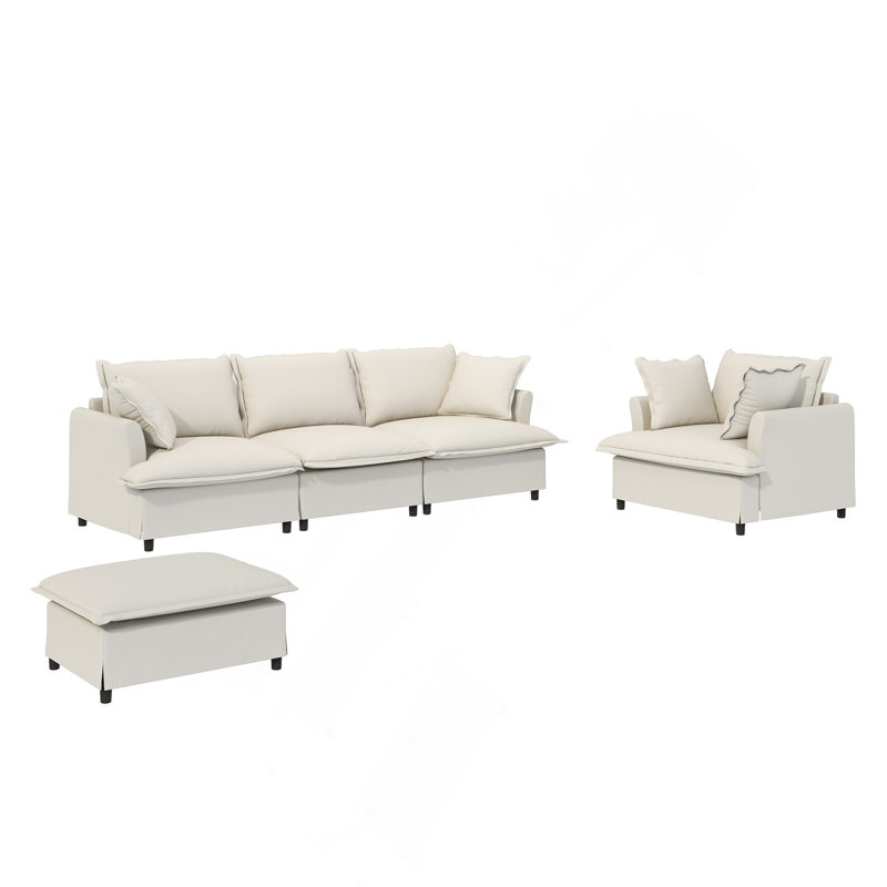 Comfortable Oversized Single Seat Sofa For Various Rooms, Stylish And Relaxing, Beige Chenille
