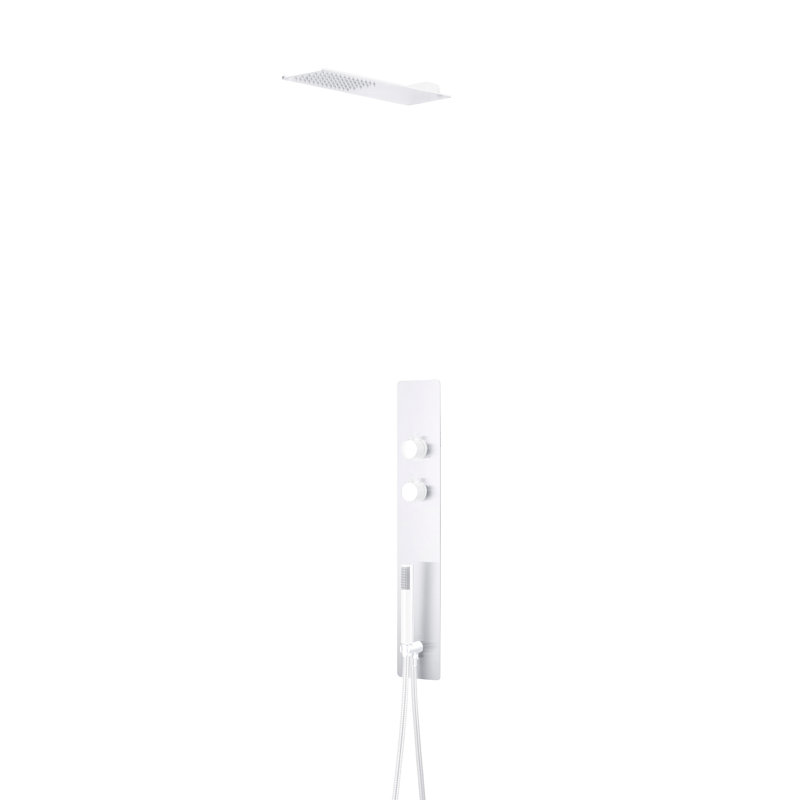 Panneau de douche 28,62 po avec pomme de douche fixe, Blanc mat