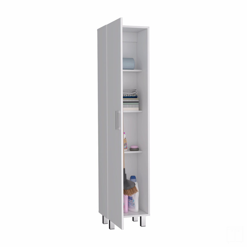Storage Cabinet, Broom Hangers, Metal Handle
