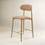 Tabouret de bar rembourré, hauteur du comptoir, avec structure en métal imitation bois et repose-pieds (lot de 1)-891409096-891409100