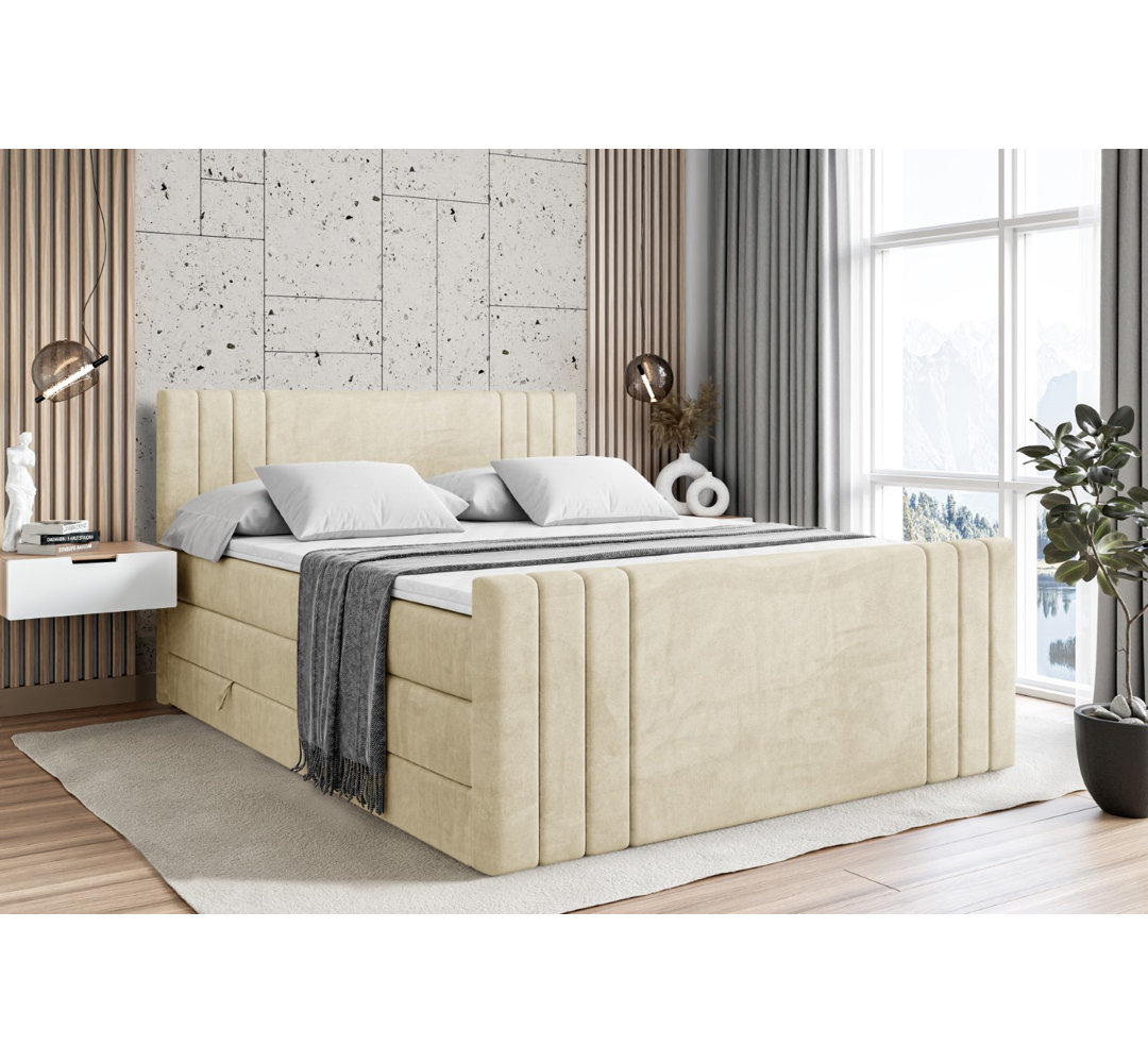 Boxspringbett mit Bettkasten und Topper