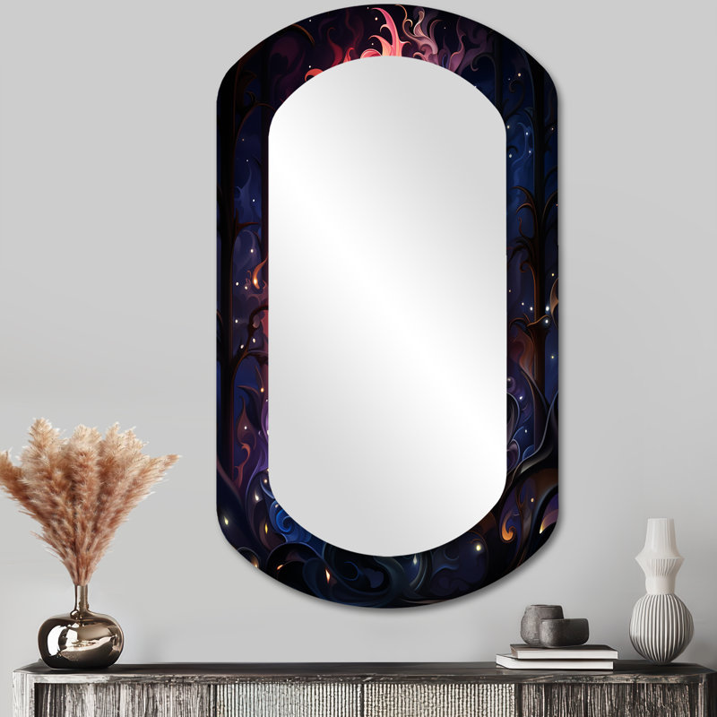 «Whittenburg Rainbow Flames Whirling - Shapes Unique Shape Decorative Wall Mirror, Modern Freeform Mirror, Art imprimé en métal