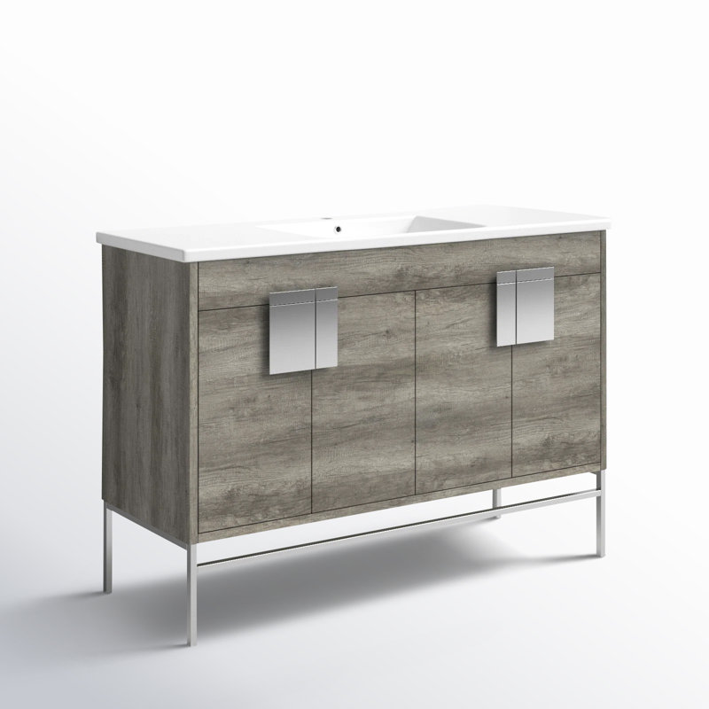 Ensemble de meuble-lavabo simple 48 po Maisie, Chrome poli, Gris ombré