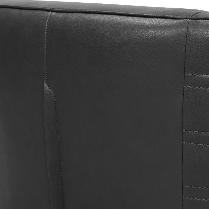 Batsheva Upholstered Swivel Barrel Chair, Black Genuine Leather