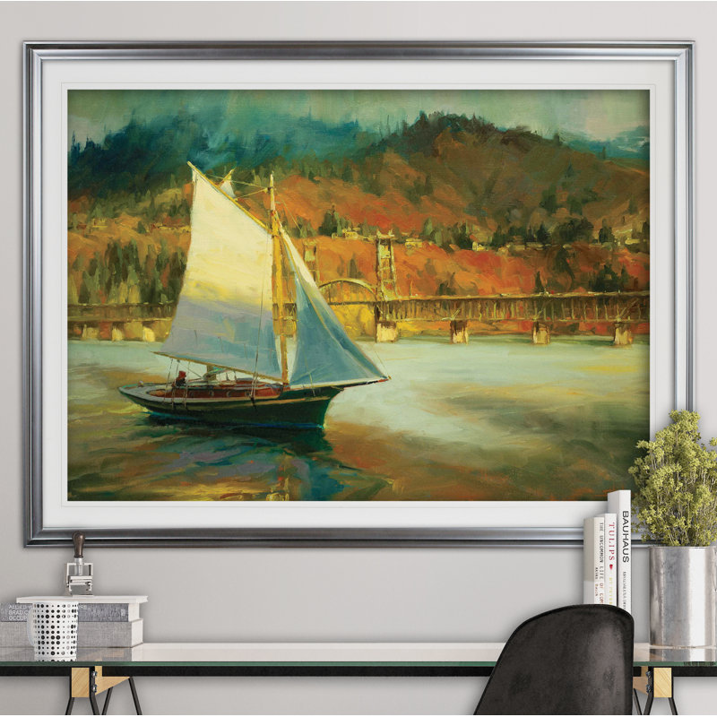 Voile d'automne - imprimé, Cadre argenté, H 31 po x l 43 po x P 1,5 po